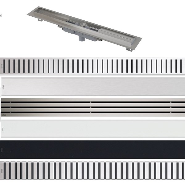 Alca douchegoot met ONDER uitgang met flens incl sifon en de rooster